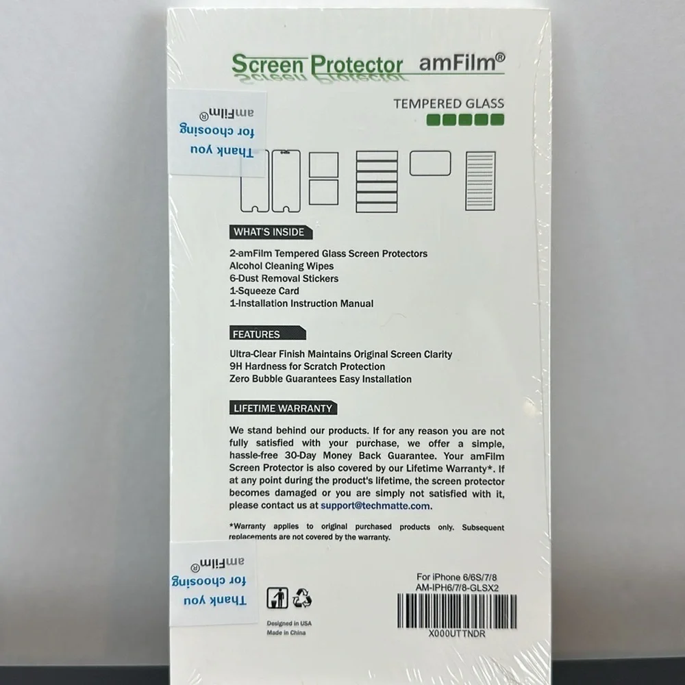 Glass Screen Protector 2-Pack Scratch Resistant‎ 9H Zero Bubble Ultra Clear NIB
